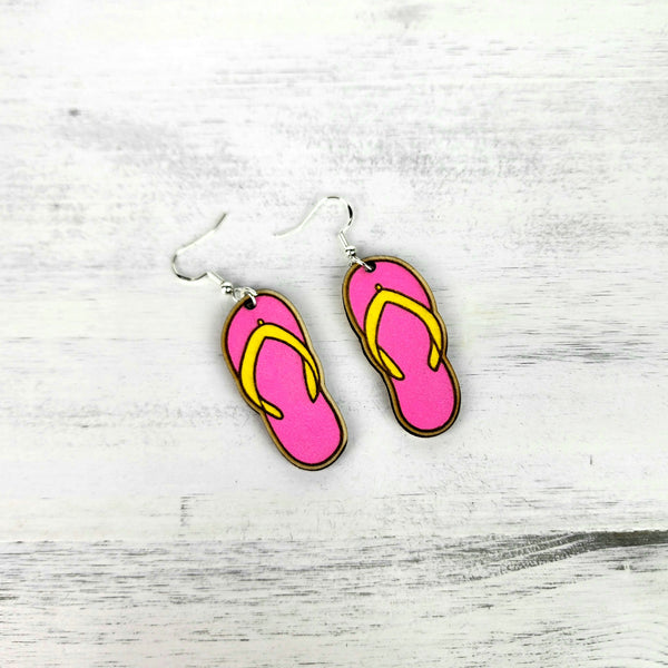 Pink Flip Flop Dangle Earrings